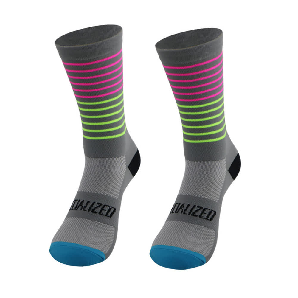 Stripe Print Cycling Quarter Compression Socks(4 Pairs) - Grey - EU38-45(US5-11) - image 2