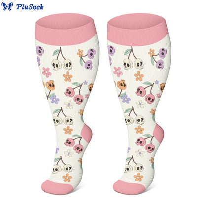 Plus Size Halloween Floral Skull  Series Compression Socks - image 1