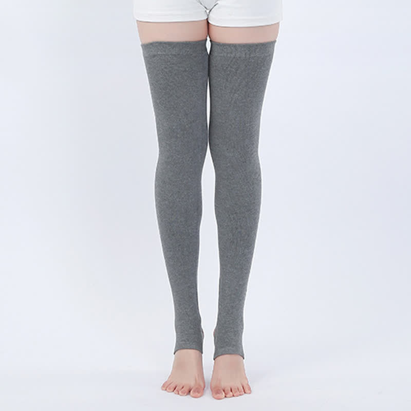 Pure Cotton High Elastic Non-slip Stirrup Thigh Sleeves - Dark Grey - XL - image 3