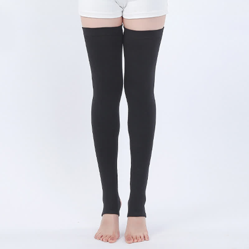Pure Cotton High Elastic Non-slip Stirrup Thigh Sleeves - Black - XL - image 0