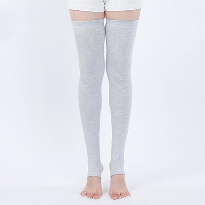 Pure Cotton High Elastic Non-slip Stirrup Thigh Sleeves - Light Gray - XL - image 4