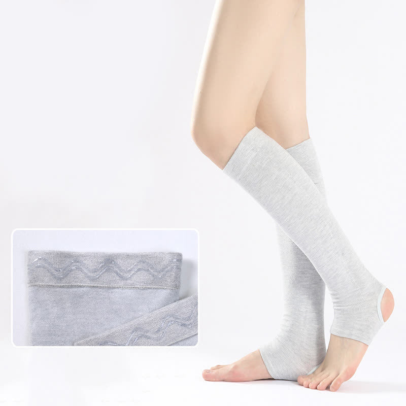 Pure Cotton Calf Sleeves with Non-slip Silicone Grip - Light Gray - XL - image 2