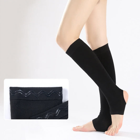 Pure Cotton Calf Sleeves with Non-slip Silicone Grip - Black - XL - image 1