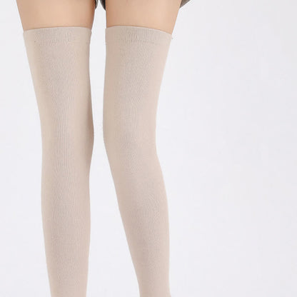 Solid Color Thin Knitted Elastic Thigh Sleeves