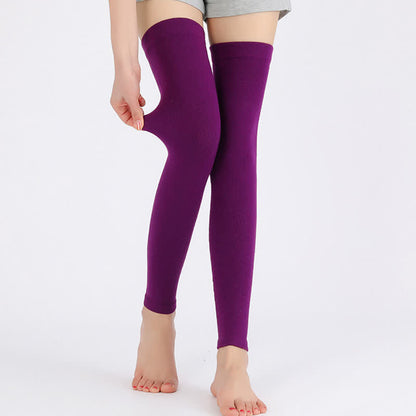 Solid Color Thin Knitted Elastic Thigh Sleeves - Purple - XL - image 16