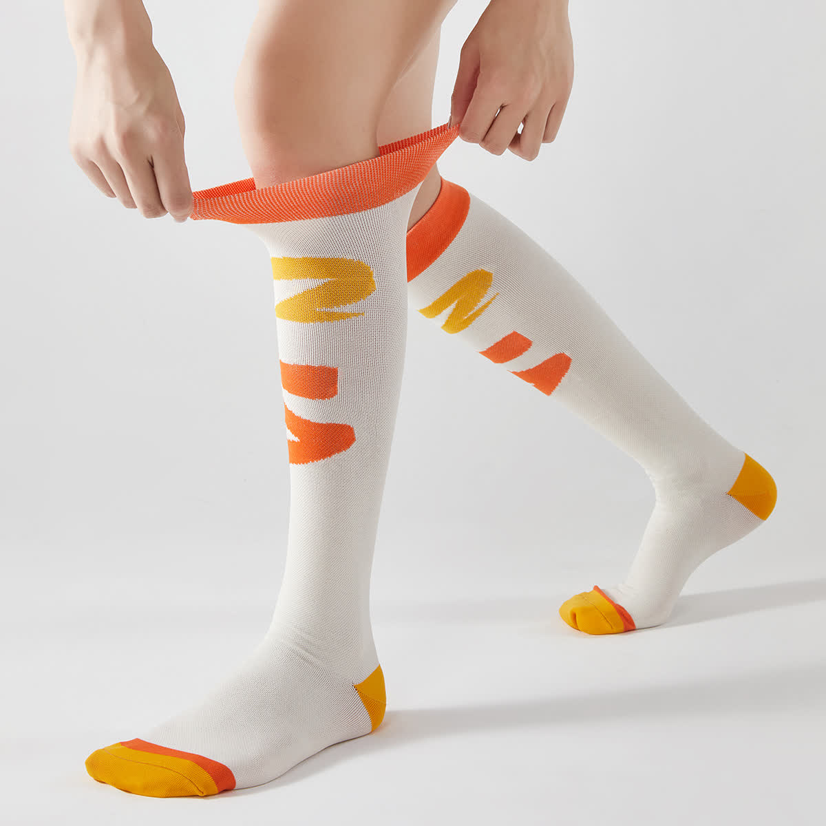Colorblock Compression Knee High Socks(3 Pairs) - White - EU37-42(US4-8.5) - image 0