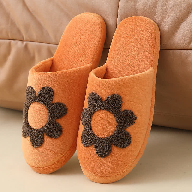 Plus Size Cute Floral Print Slippers - Orange - EU42-43(US8.5-9) - image 1