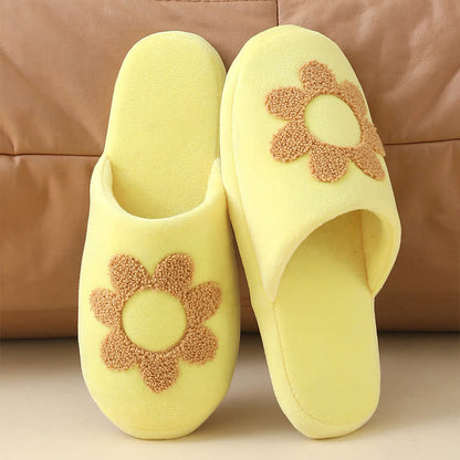 Plus Size Cute Floral Print Slippers - Yellow - EU42-43(US8.5-9) - image 8
