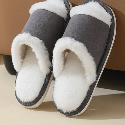 Suede Slippers with Fur Trim
