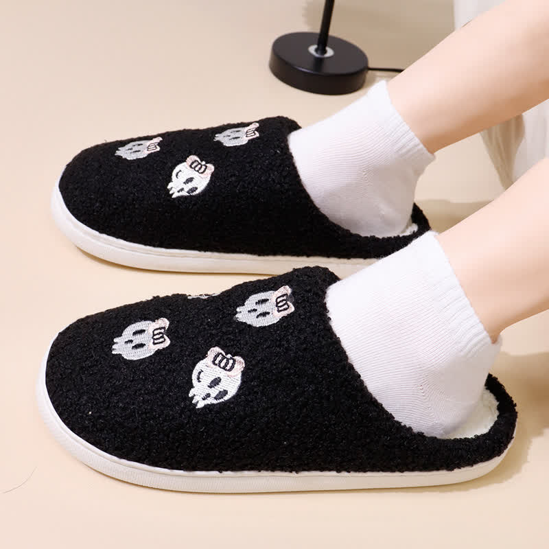 Plus Size Halloween Cute Skull Print Slippers - image 1