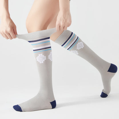 Geometric Graphic Compression Knee High Socks(5 Pairs) - Grey - EU37-42(US4-8.5) - image 1