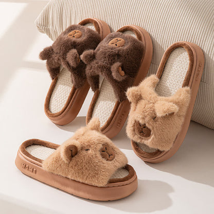Open-Toe Plush Animal Slippers - image 3
