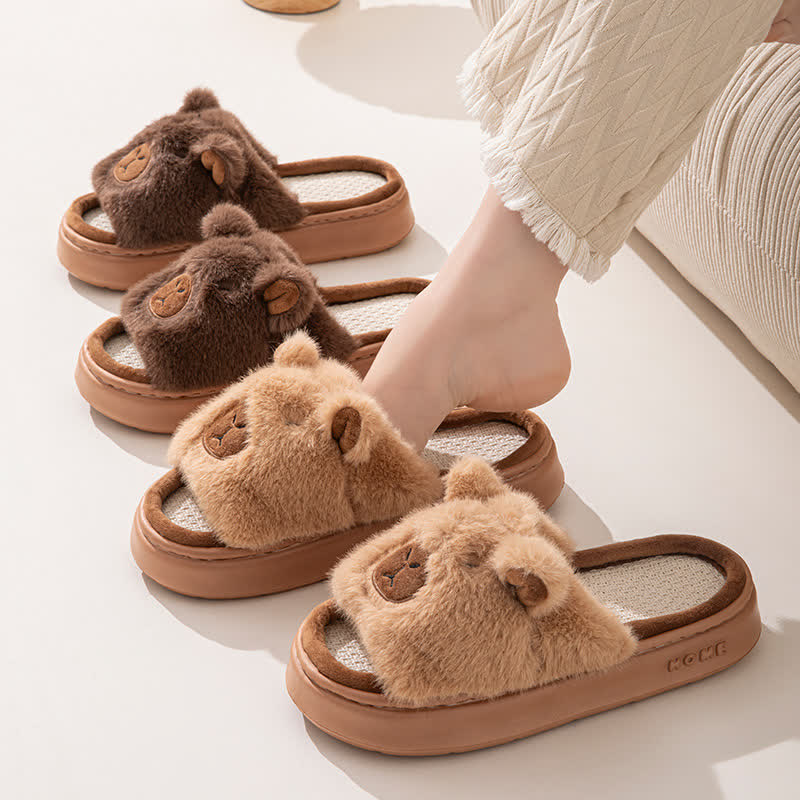 Open-Toe Plush Animal Slippers - image 2