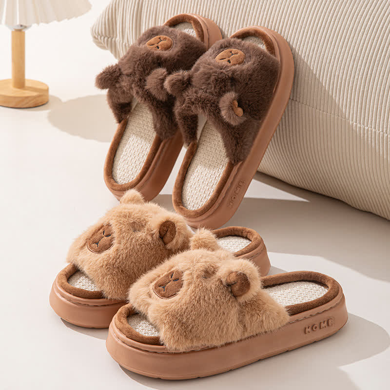 Open-Toe Plush Animal Slippers - image 1