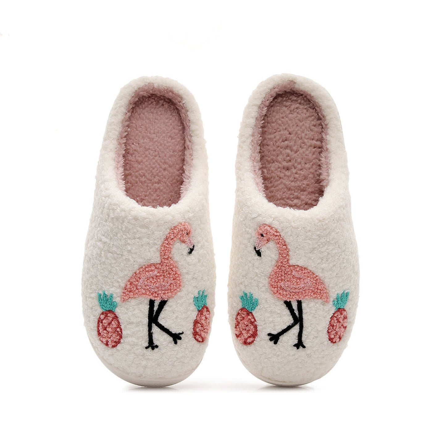 Plus Size Flamingo Plush Slippers - White - EU44-45(US10-11) - image 1