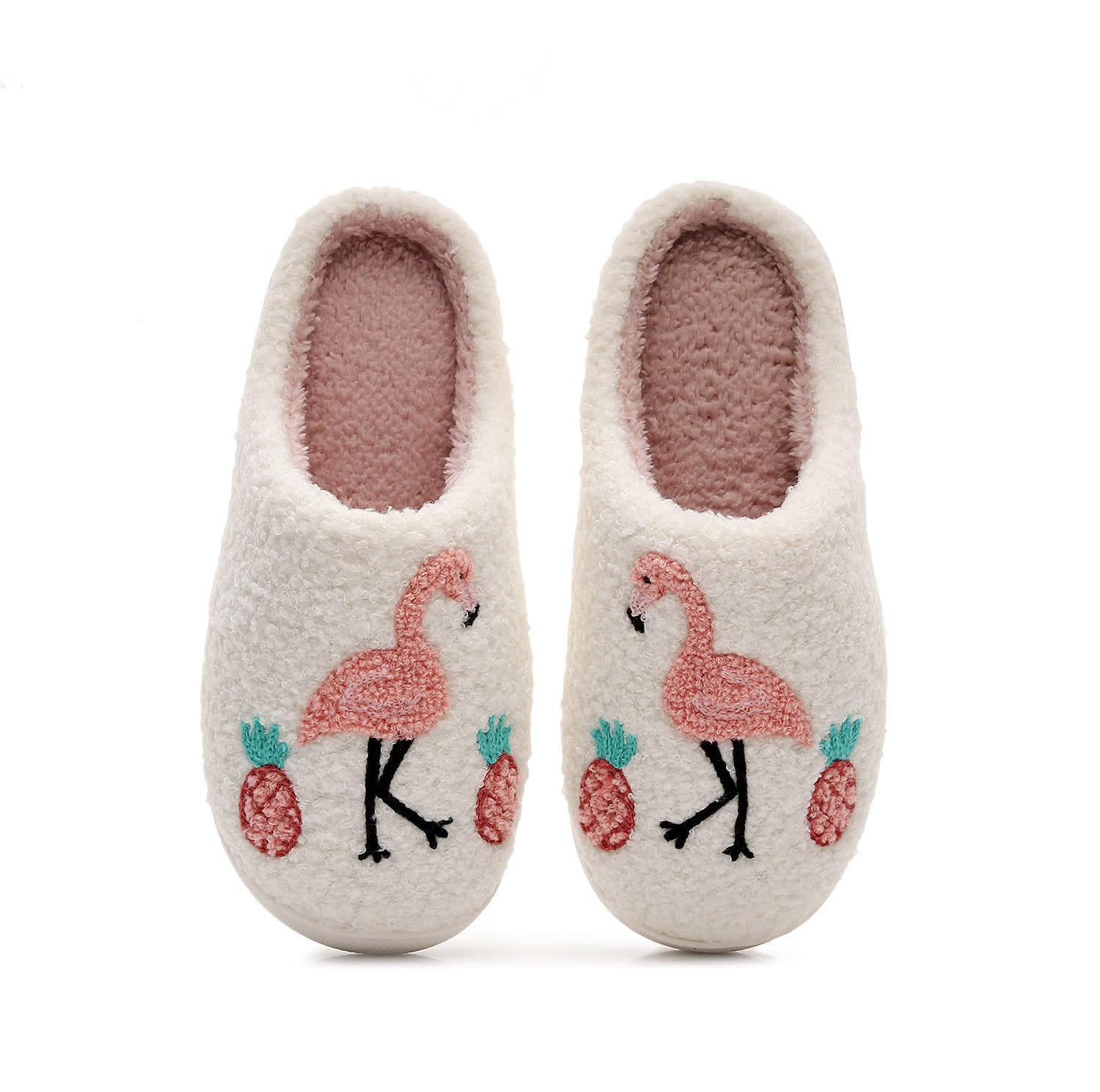 Plus Size Flamingo Plush Slippers - White - EU44-45(US10-11) - image 1
