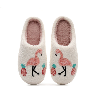 Plus Size Flamingo Plush Slippers - White - EU44-45(US10-11) - image 1