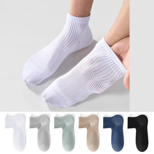 Cotton Solid Color Mesh Breathable Basic Ankle Socks(6 Pairs)