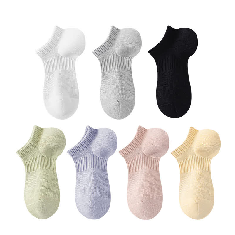 Cotton Solid Color Sports No Show Socks(7 Pairs)