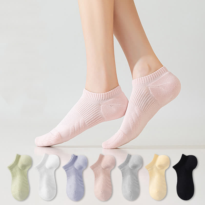 Cotton Solid Color Sports No Show Socks(7 Pairs)