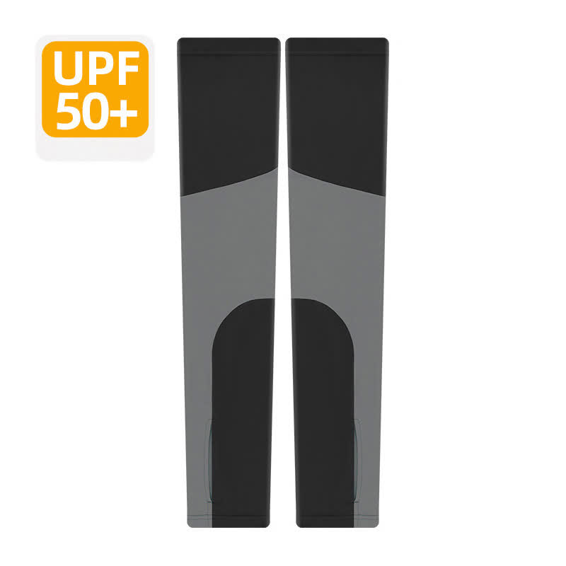 Color Block Breathable Sun Protection Arm Sleeves - Black - XL - image 10