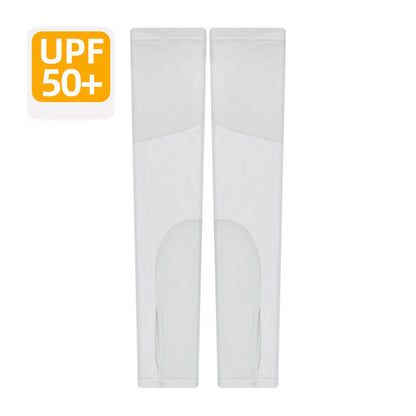 Color Block Breathable Sun Protection Arm Sleeves - Light Gray - XL - image 8