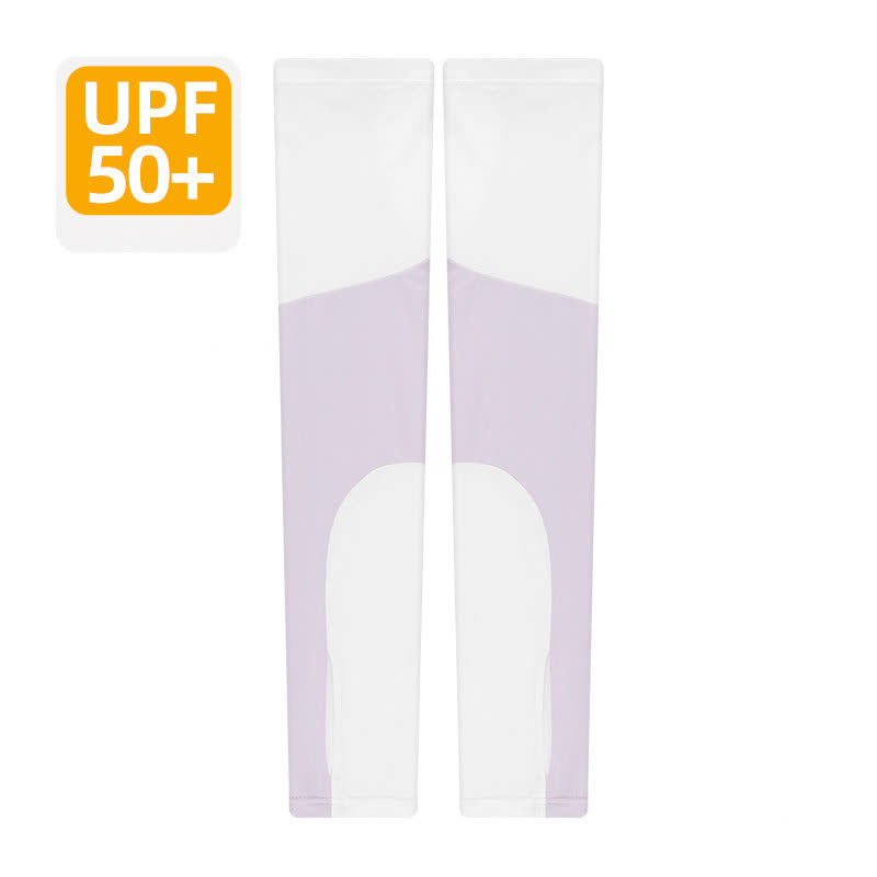 Color Block Breathable Sun Protection Arm Sleeves - Purple - XL - image 4