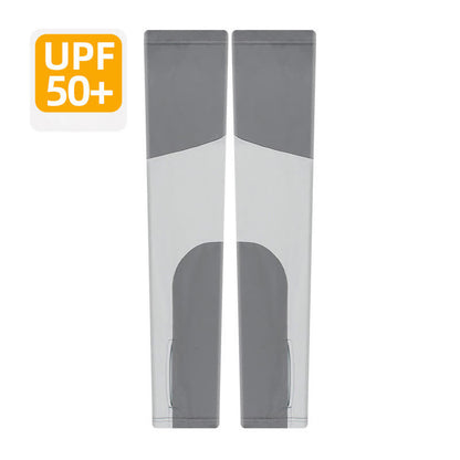 Color Block Breathable Sun Protection Arm Sleeves - Dark Grey - XL - image 9