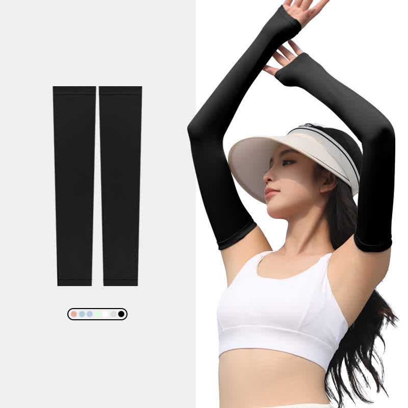 Outdoor Sports Sun Protection Ice Silk Arm Sleeves - Black - XL - image 5