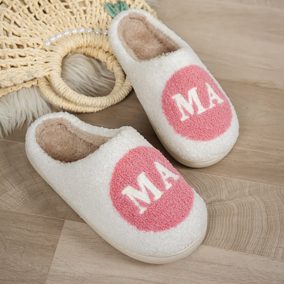 Plus Size MAMA Print Slippers - White - EU44-45(US10-11) - image 4