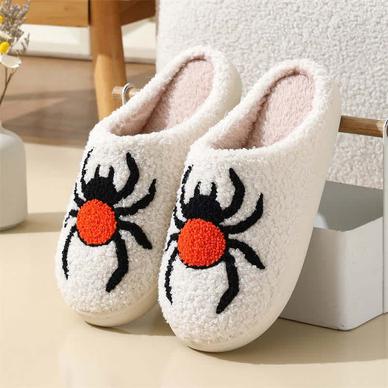 Plus Size Halloween Element Print Slippers - White - Spider - EU42-43(US8.5-9) - image 2