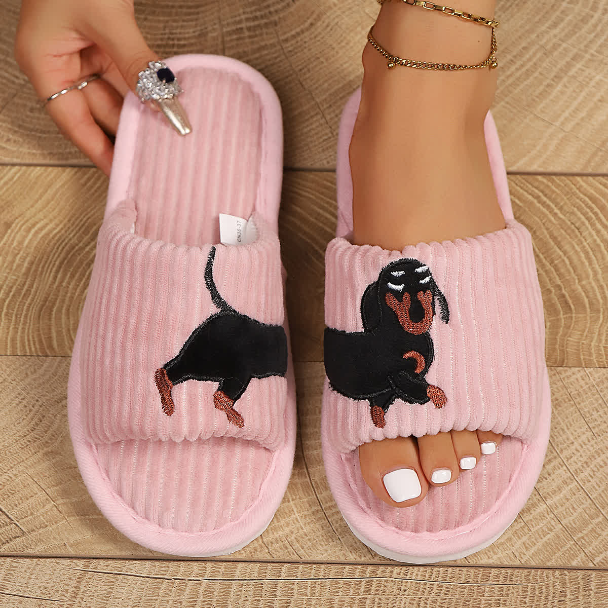 Plus Size Cute Dachshund Slippers - Pink - EU43-44(US9-10) - image 3