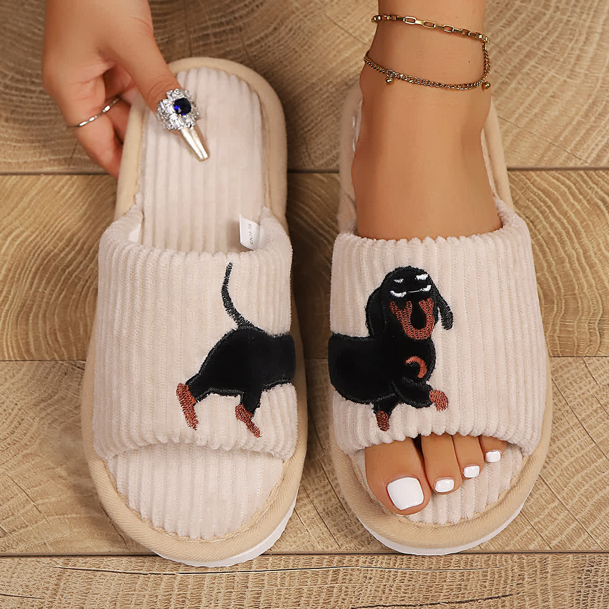 Plus Size Cute Dachshund Slippers - Khaki - EU43-44(US9-10) - image 7