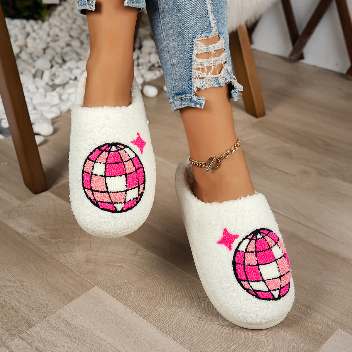 Plus Size Disco Ball Print Slippers - image 9