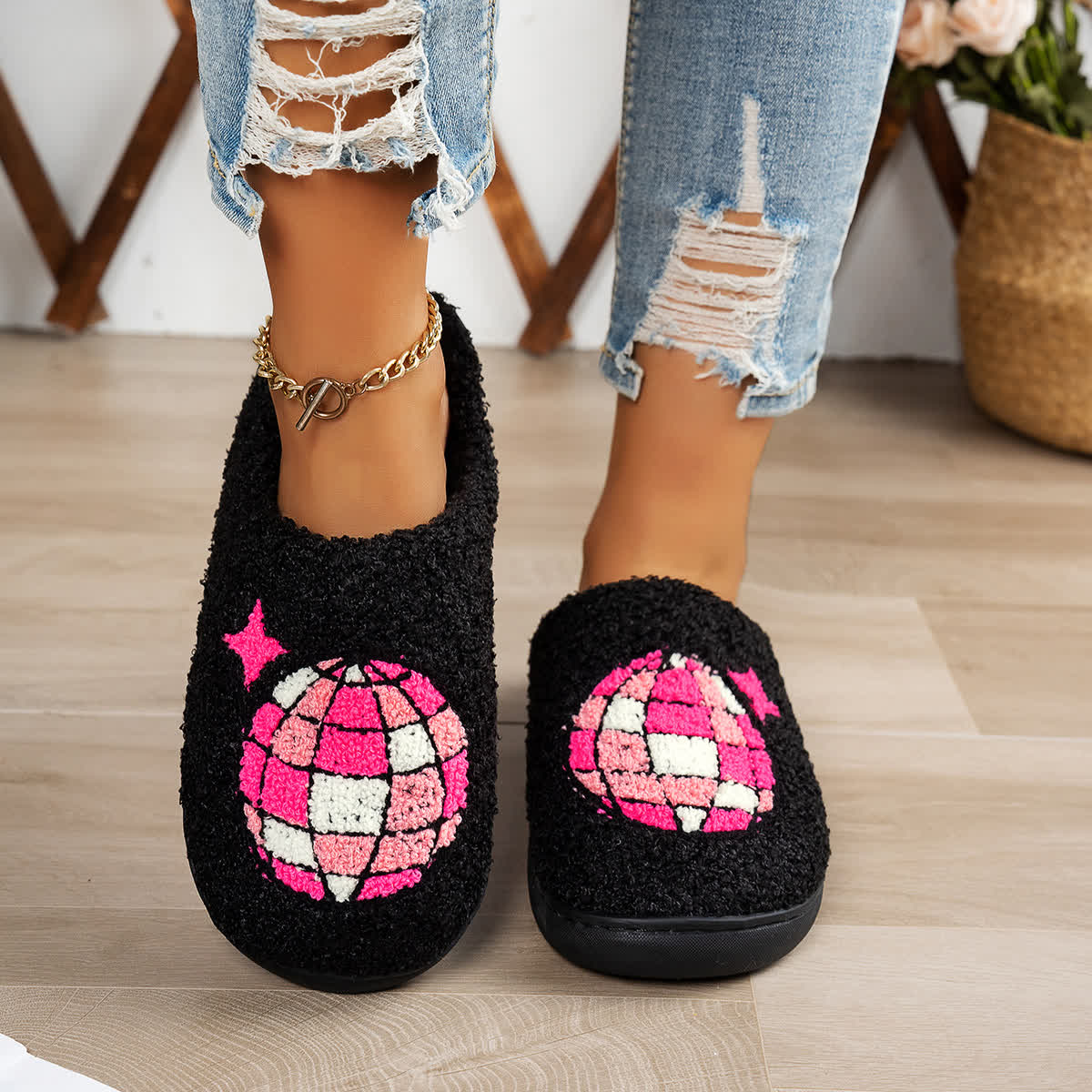 Plus Size Disco Ball Print Slippers - image 2