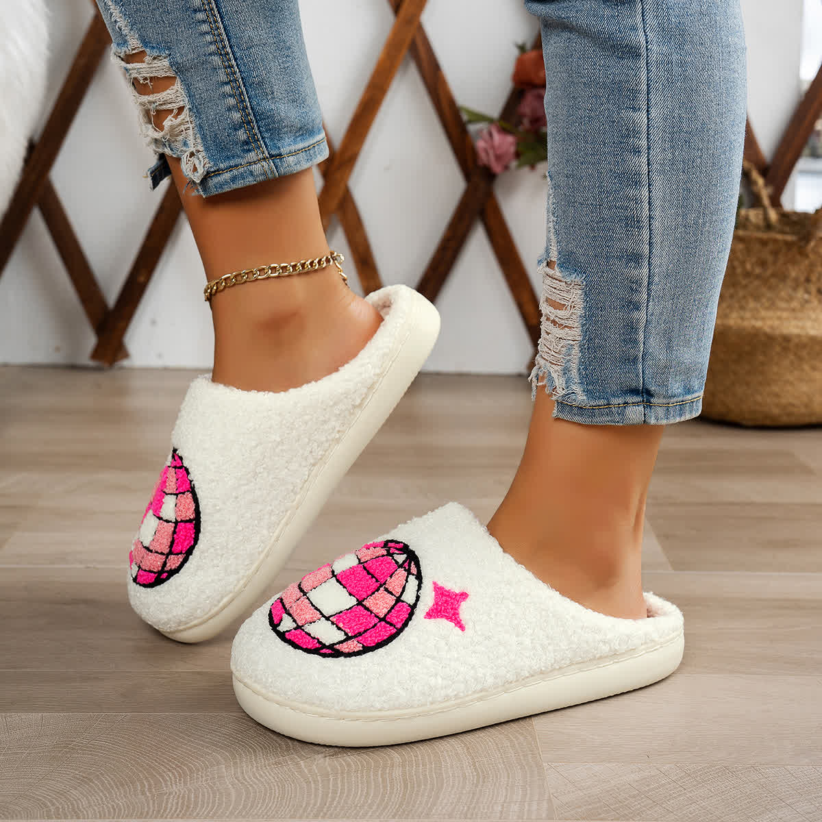 Plus Size Disco Ball Print Slippers - image 11