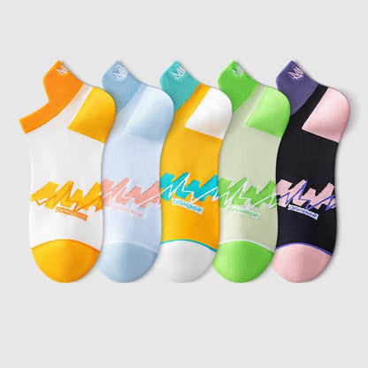 Cotton Geometric Ankle Compression Socks(5 Pairs) - Multicolor - EU36-40(US3-7) - image 2