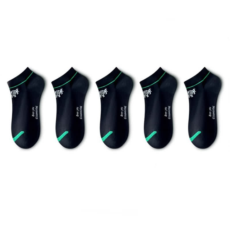 Stripe Series Cotton Ankle Socks(5 Pairs) - Black - EU36-44(US3-10) - image 7