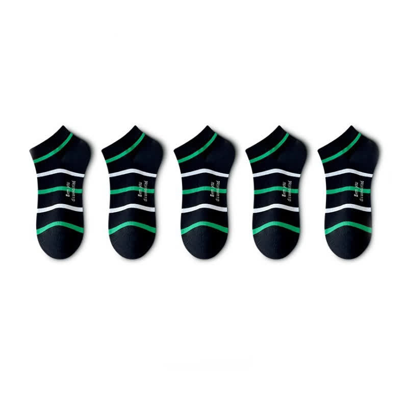 Stripe Series Cotton Ankle Socks(5 Pairs) - Black&White - EU36-44(US3-10) - image 9