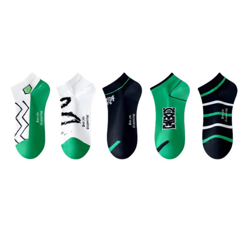 Stripe Series Cotton Ankle Socks(5 Pairs) - Multicolor - EU36-44(US3-10) - image 2