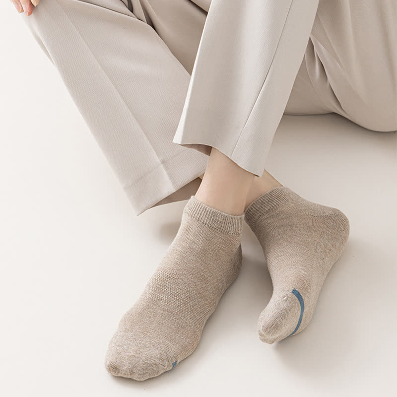 Solid Color Ankle Socks with Letter Printed Sole(7 Pairs) - image 12