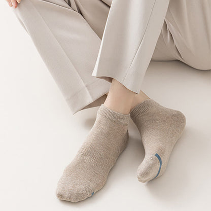 Solid Color Ankle Socks with Letter Printed Sole(7 Pairs) - image 12