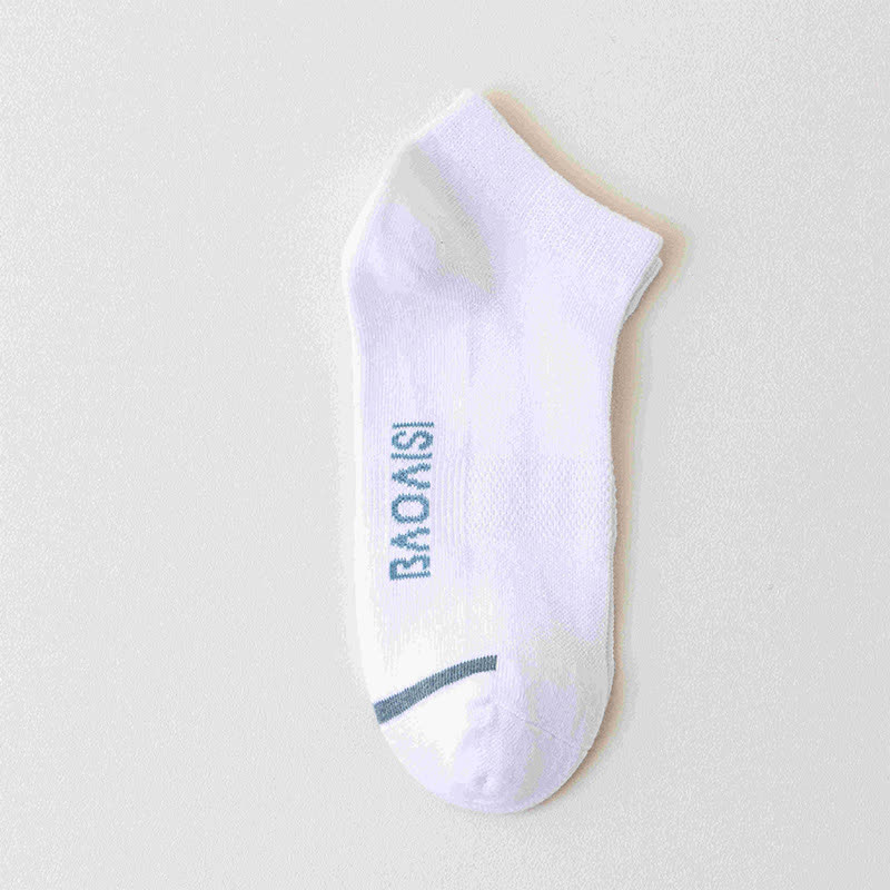 Solid Color Ankle Socks with Letter Printed Sole(7 Pairs) - White - EU39-44(US6-10) - image 5