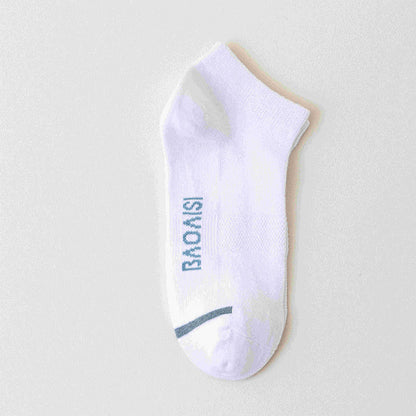 Solid Color Ankle Socks with Letter Printed Sole(7 Pairs) - White - EU39-44(US6-10) - image 5