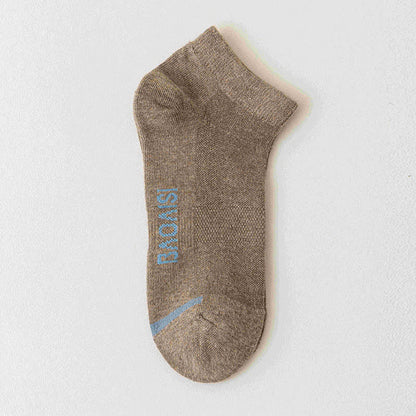 Solid Color Ankle Socks with Letter Printed Sole(7 Pairs) - Coffee - EU39-44(US6-10) - image 15