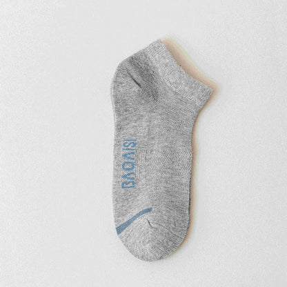 Solid Color Ankle Socks with Letter Printed Sole(7 Pairs) - Light Gray - EU39-44(US6-10) - image 9