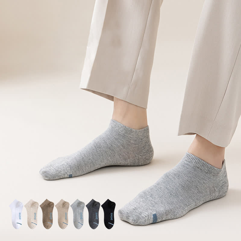 Solid Color Ankle Socks with Letter Printed Sole(7 Pairs) - image 2