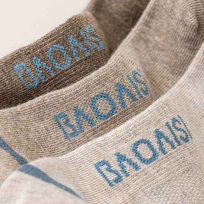 Solid Color Ankle Socks with Letter Printed Sole(7 Pairs) - image 3