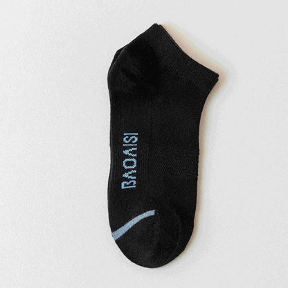 Solid Color Ankle Socks with Letter Printed Sole(7 Pairs) - Black - EU39-44(US6-10) - image 6