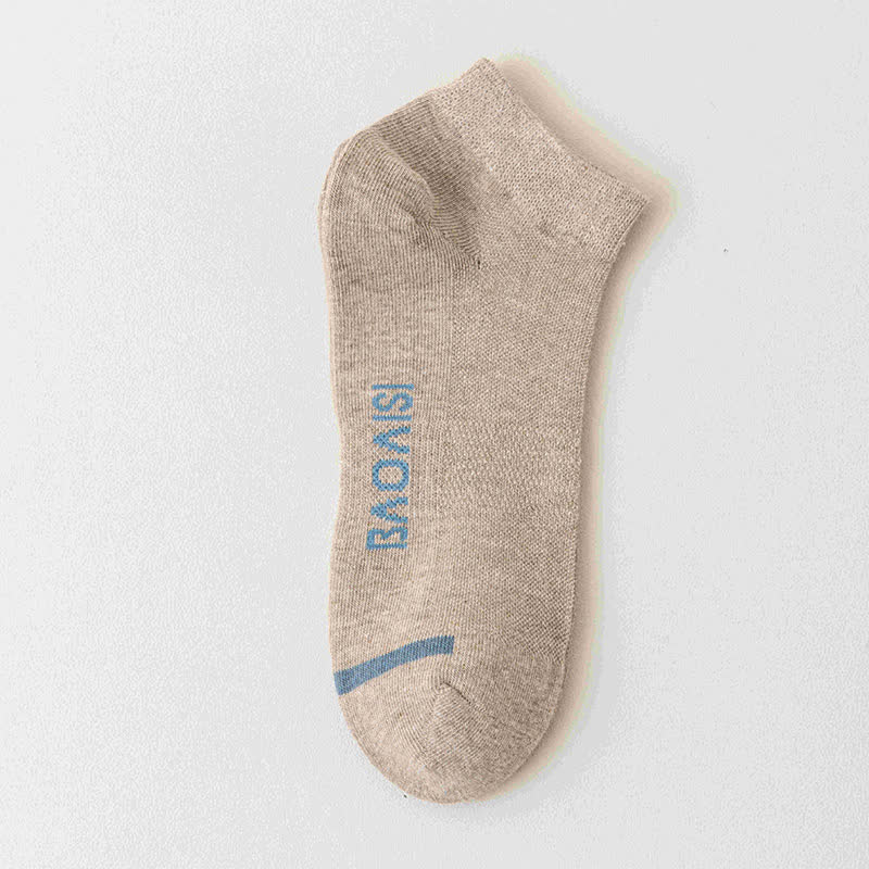 Solid Color Ankle Socks with Letter Printed Sole(7 Pairs) - Apricot - EU39-44(US6-10) - image 13